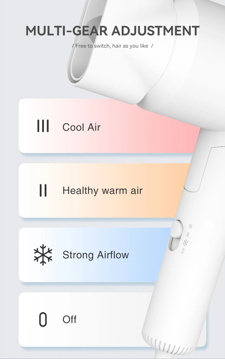 FaLin FL-1302 折疊式雙風嘴吹風機 - 1600W 3 檔調速 黑 / 白 / 灰三色 家用 / 酒店
