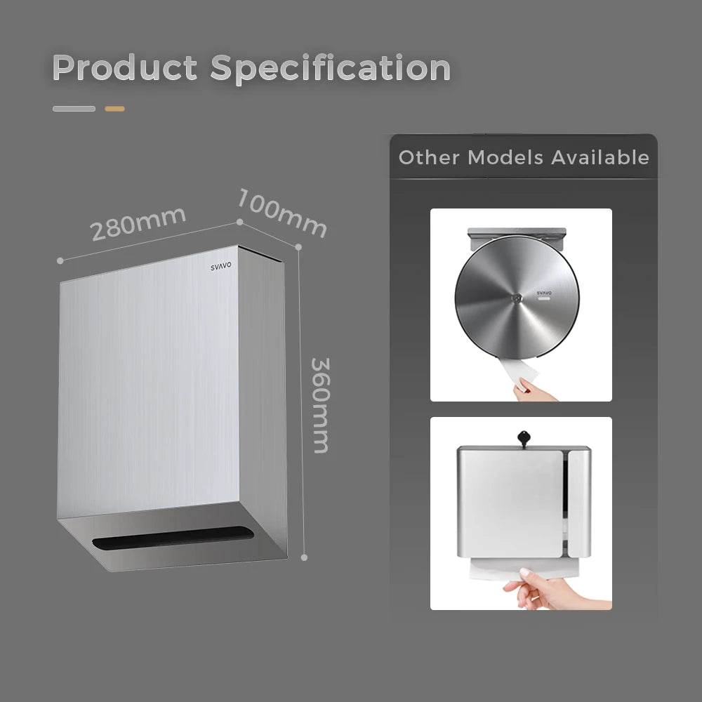 SVAVO SSS-TD060 壁掛式商用不銹鋼紙巾架 - 現代豪華風