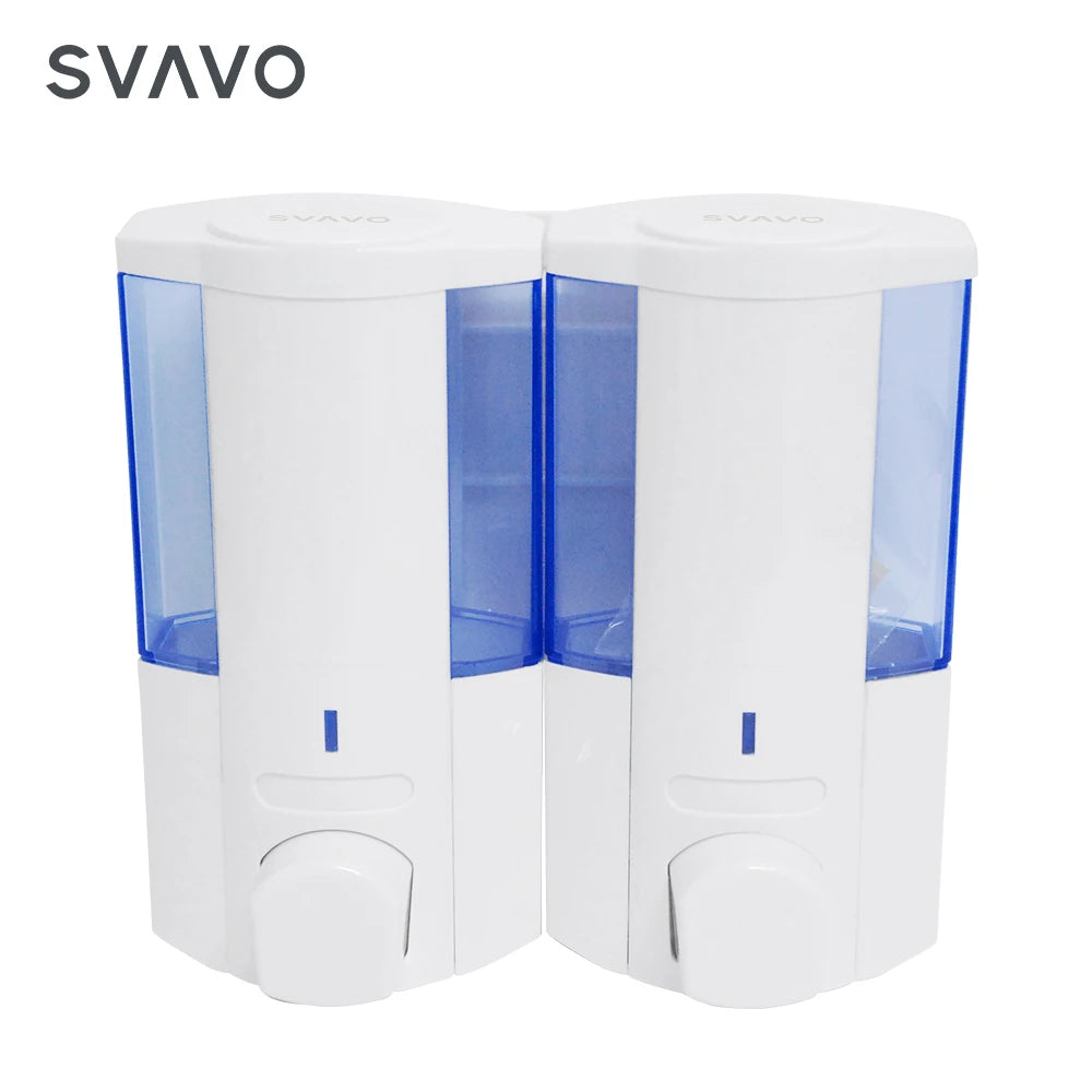 SVAVO V-5102 雙格手動皂液器 - 2×350ml 壁掛式 酒店專用 白 / 鉻色可選