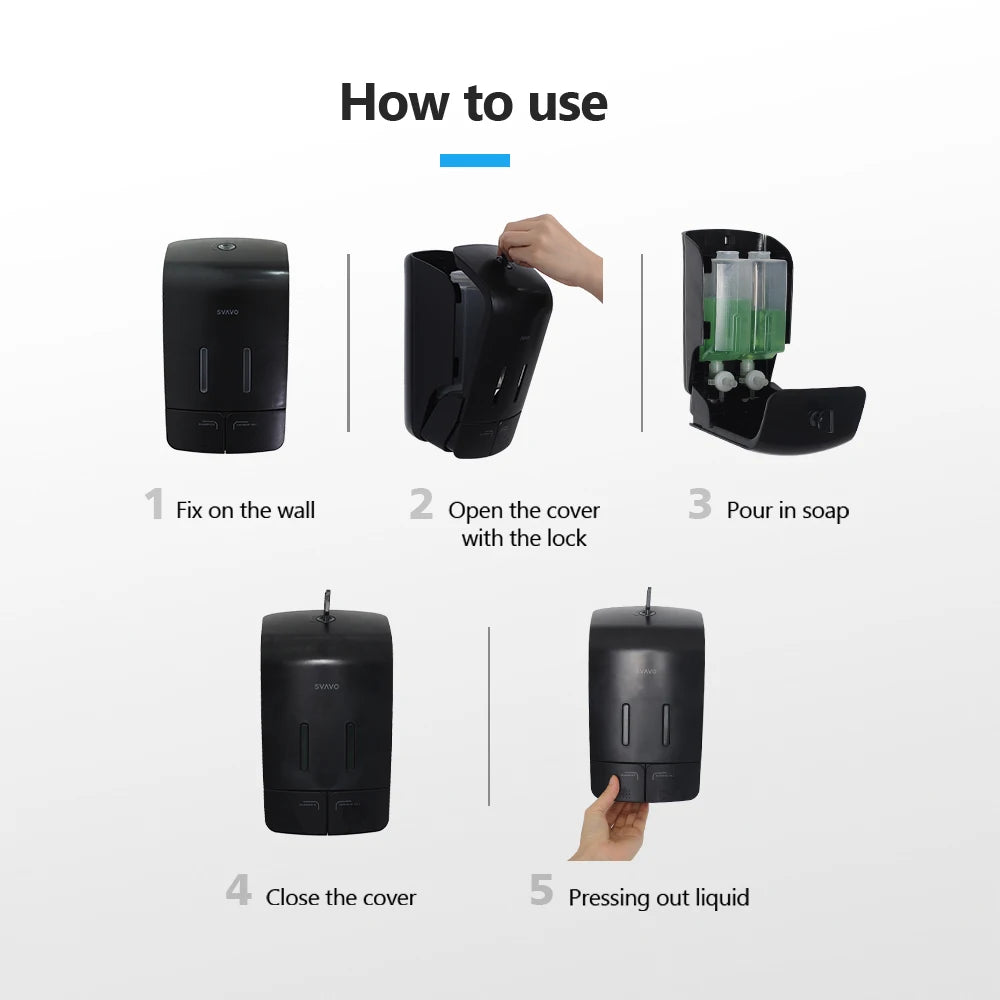 SVAVO PL-151052 批發雙頭手動皂液器 - 可補充式洗手乳分配器