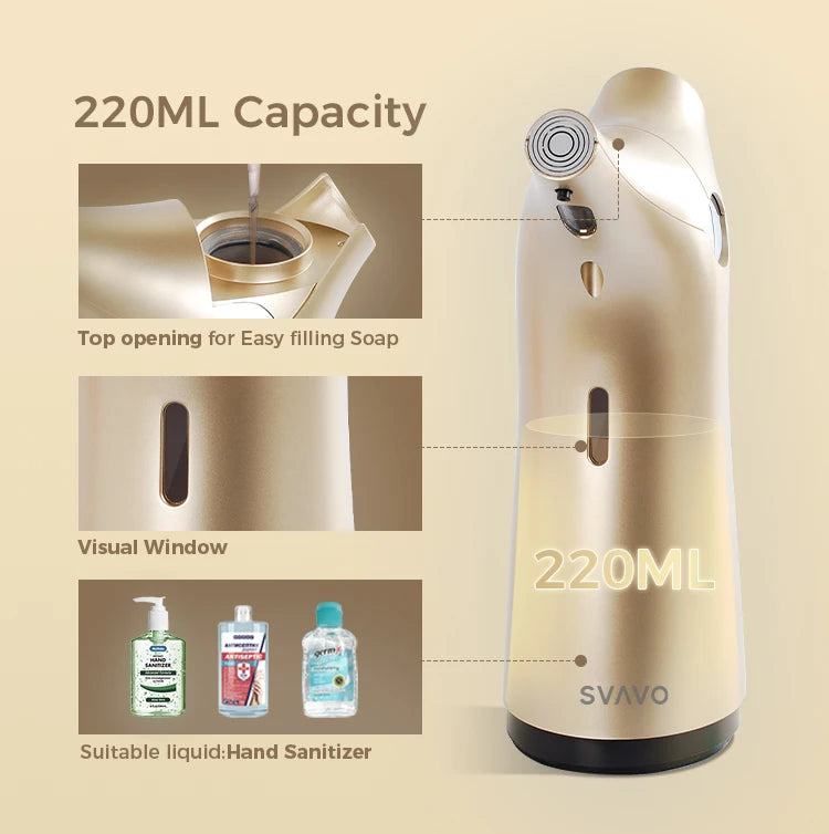 Svavo V - 476 紅外線自動感應皂液器 - 200ml 臺置式 白 / 銀 / 鎳三色可選