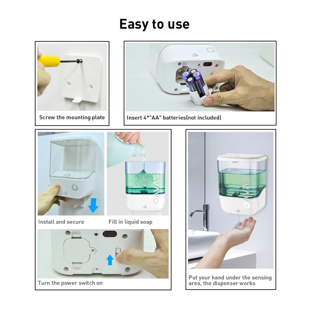 SVAVO OS - 0410 自動泡沫皂液器 - 1000ml 免打孔壁掛式 白 / 黑 / 鉻色可選