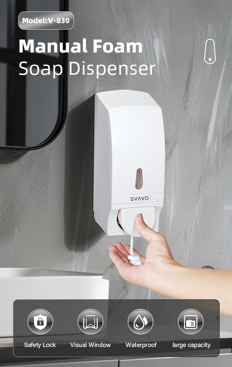 SVAVO V-830 手動泡沫皂液器 - 700ml 壁掛式 多場所適用