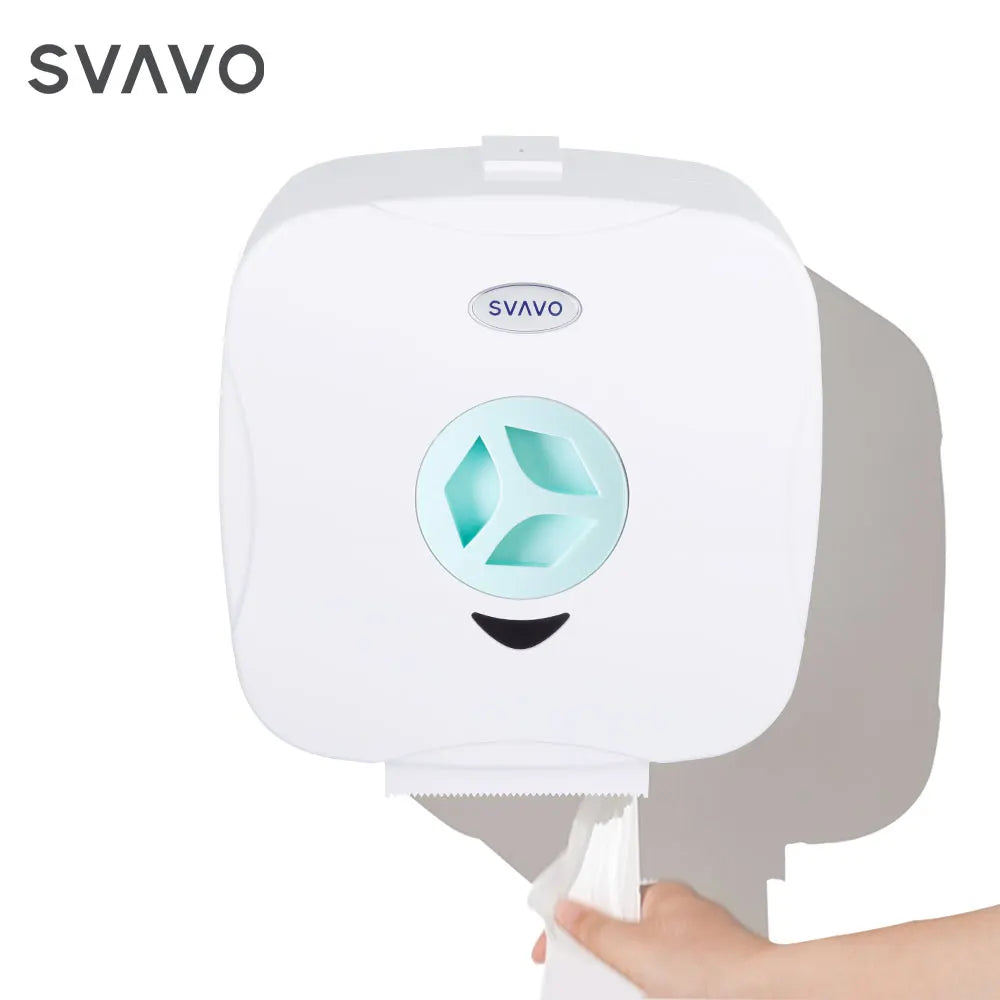 SVAVO V-610-1 商用浴室大卷紙架 - 壁掛式 現代款 白 / 白 + 藍兩色可選