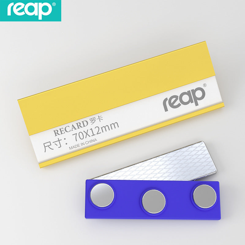 reap 鋁合金胸牌 別針 / 磁吸兩用亞加力工牌 電鍍金銀黑廠牌姓名章 70*25mm