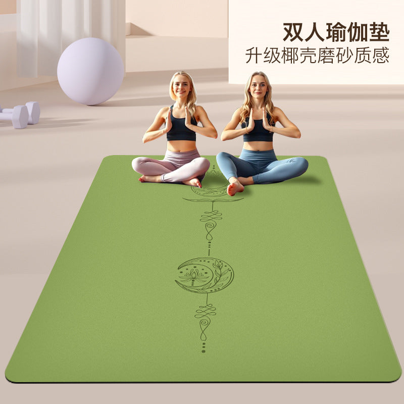 双人天然橡胶瑜伽垫防滑耐磨加厚加宽健身舞蹈跳绳静音减震语音家