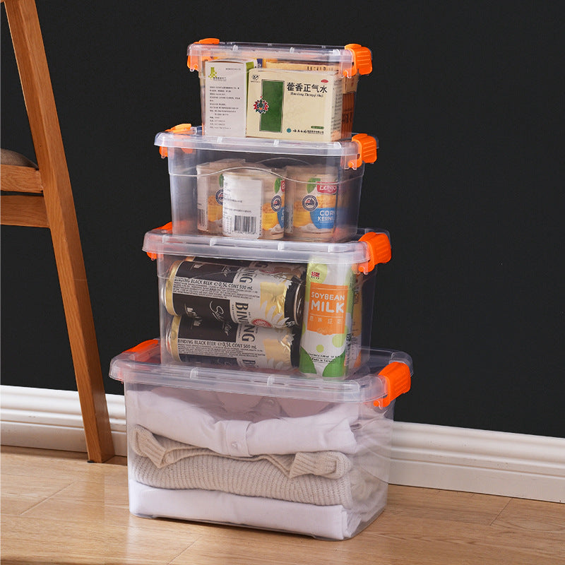 透明手提收納箱｜塑膠帶手挽儲物盒 玩具零件化妝品整理盒 屋企多用途慳位