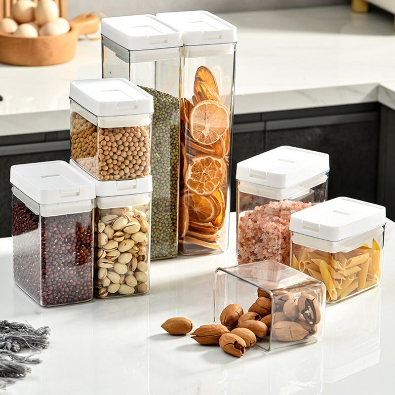 厨房收纳盒透明塑料食品用储物罐五谷杂粮防潮日式加厚方形密封罐