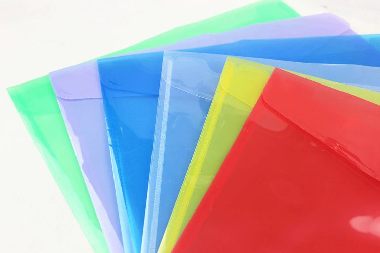 Kidario 803F-18C F4 橫式透明按扣彩色文件袋