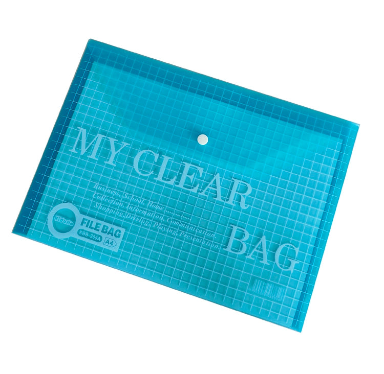 Kidario A4 橫式透明按扣彩色文件袋 KBB-209A 18C PP 材質 防水
