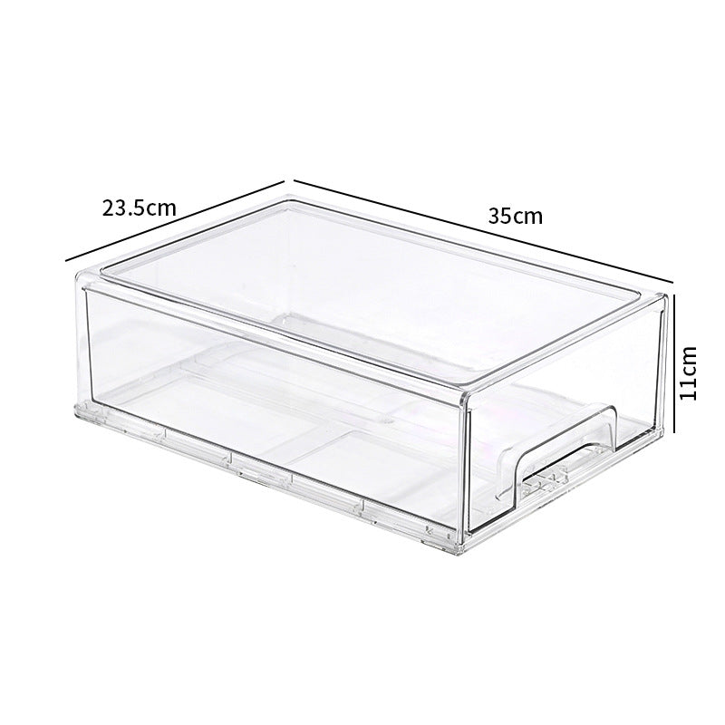 抽屜式雪櫃保鮮收納盒｜廚房透明塑膠儲物盒 生果檯面分類整理盒 慳位神器