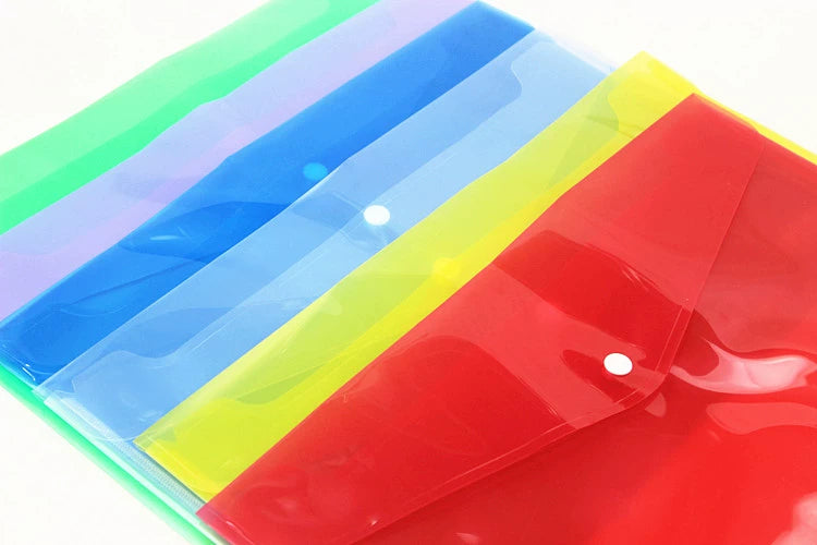 Kidario 803F-18C F4 橫式透明按扣彩色文件袋