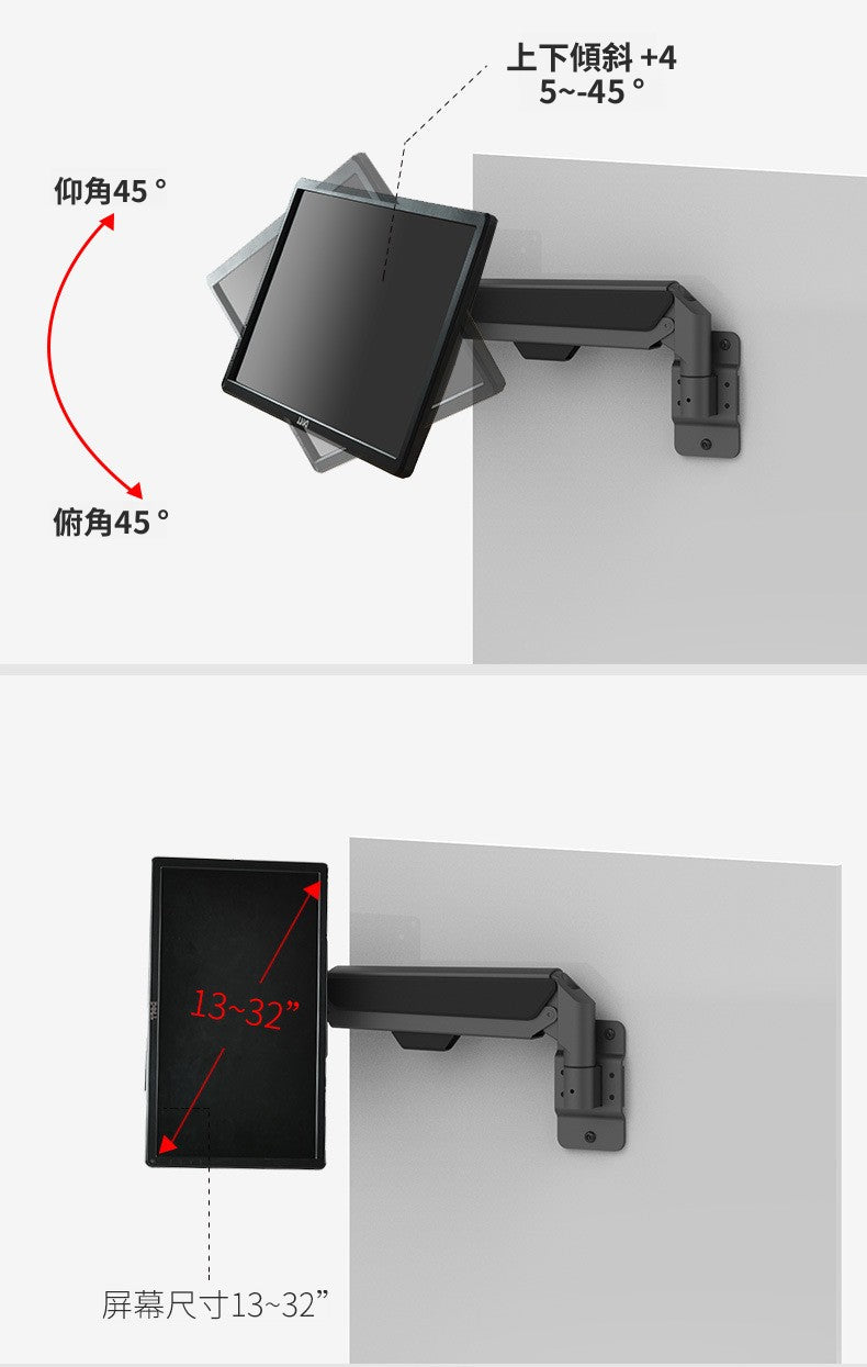 SH-W-1 顯示器壁掛架 工業用 旋轉伸縮升降萬向 適用 13-32 寸