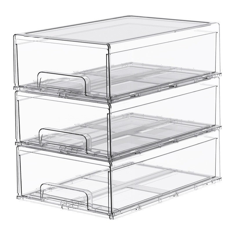 抽屜式雪櫃保鮮收納盒｜廚房透明塑膠儲物盒 生果檯面分類整理盒 慳位神器