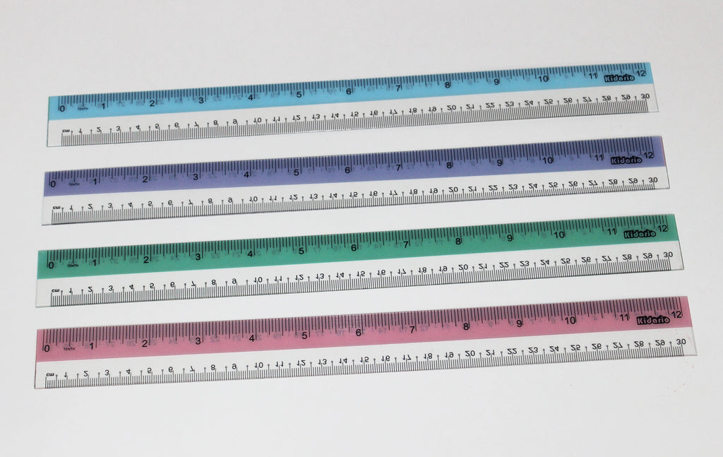 Kidario KSB-30CM 彩邊尺 110C 厚 | 英寸厘米雙量度