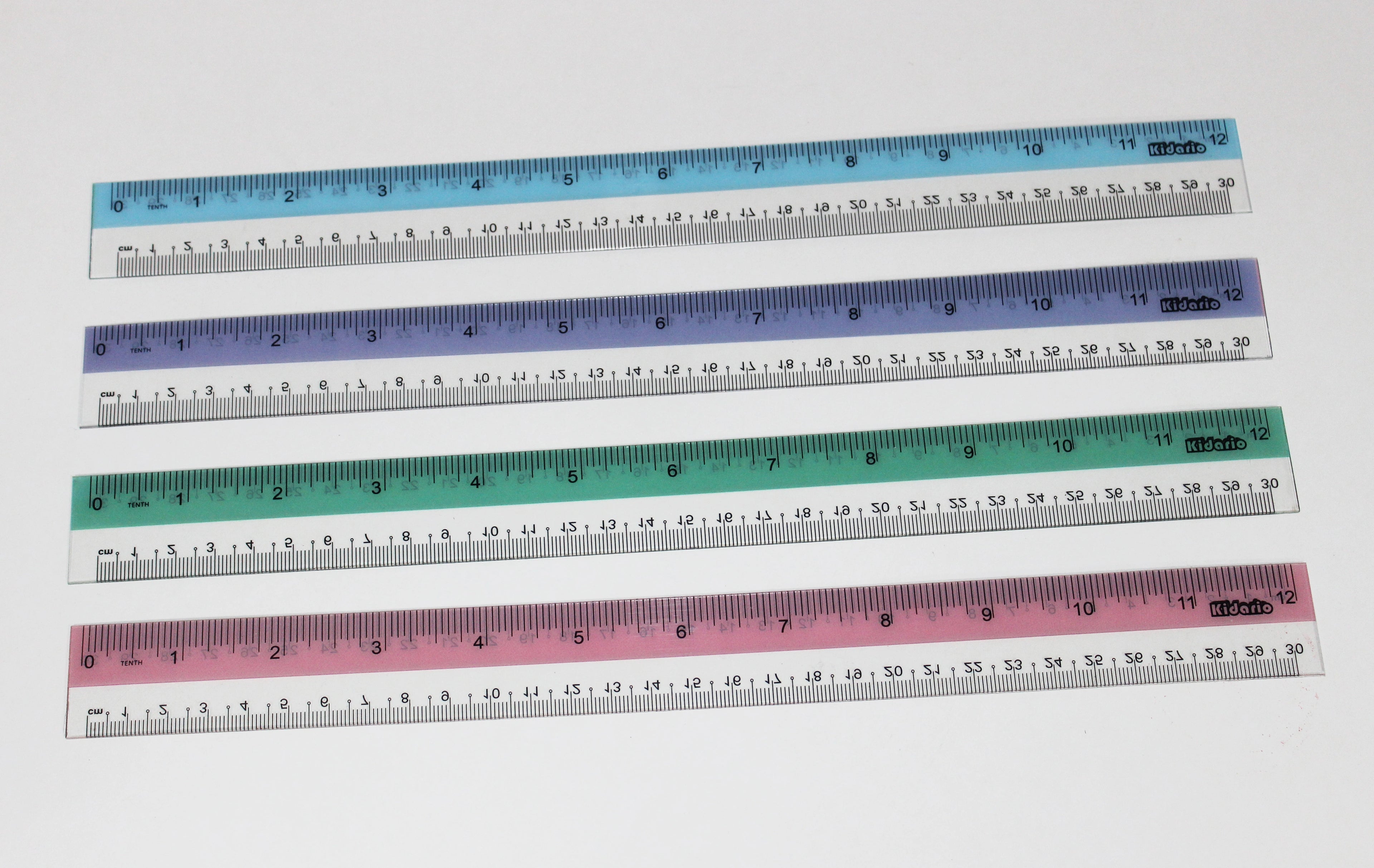 Kidario KSB-30CM 彩邊尺 110C 厚 | 英寸厘米雙量度