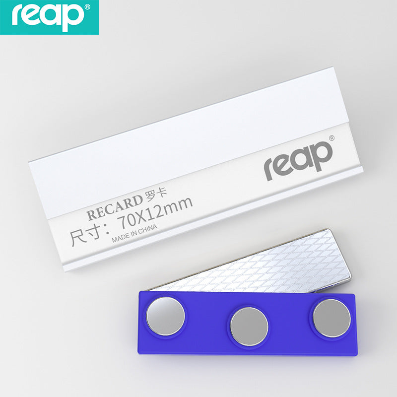 reap 鋁合金胸牌 別針 / 磁吸兩用亞加力工牌 電鍍金銀黑廠牌姓名章 70*25mm