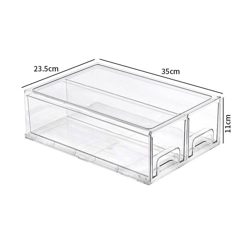 抽屜式雪櫃保鮮收納盒｜廚房透明塑膠儲物盒 生果檯面分類整理盒 慳位神器