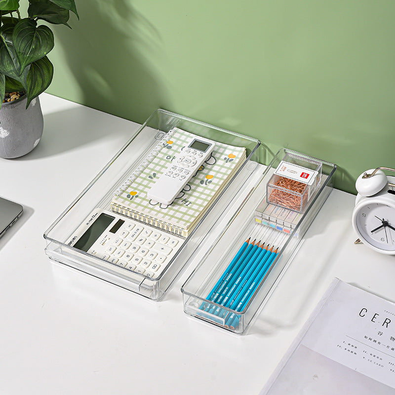 桌面透明可疊加收納盒｜加厚帶蓋抽屜分類整理盒 屋企辦公室雜物執拾神器