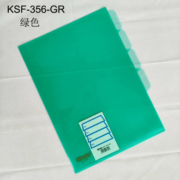 Kidario KSF-356 A4 透明 L 形 4 頁 3 格分類夾 PP 18C 厚度
