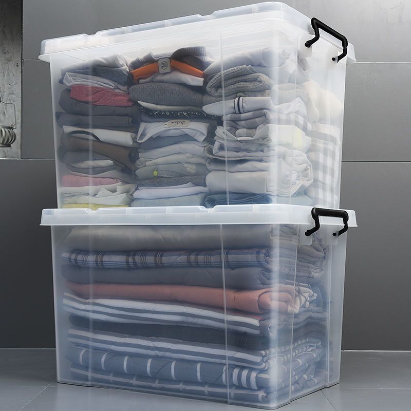 特大號透明塑料收納箱｜近直角大容量衣物整理箱 家用加厚衣服儲物箱 耐壓防潮收納盒