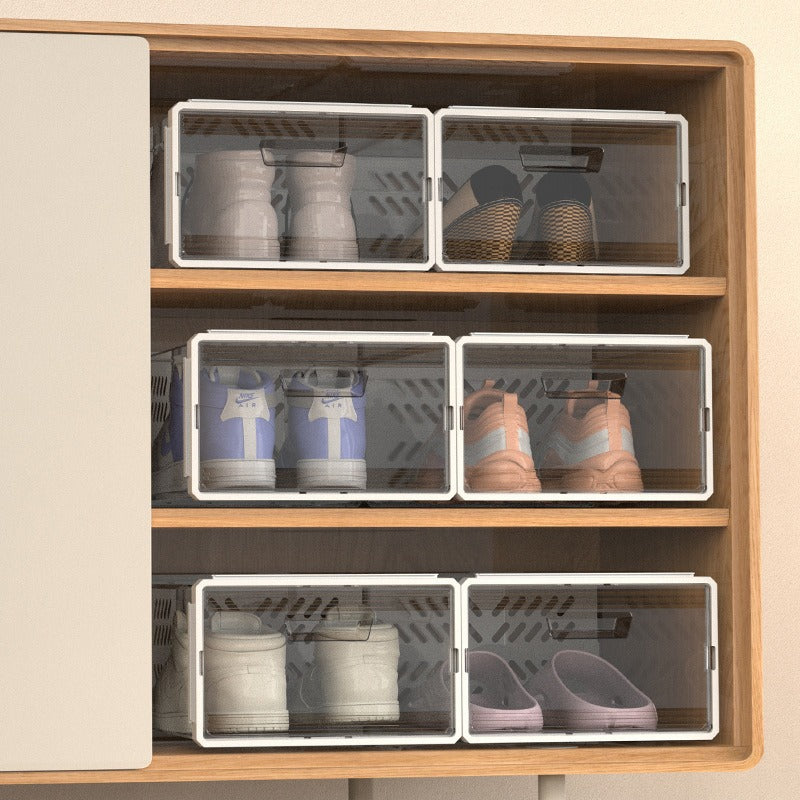 透明可折疊鞋櫃收納盒｜男女鞋專用桌面收納箱 防水整理神器 大容量透視設計
