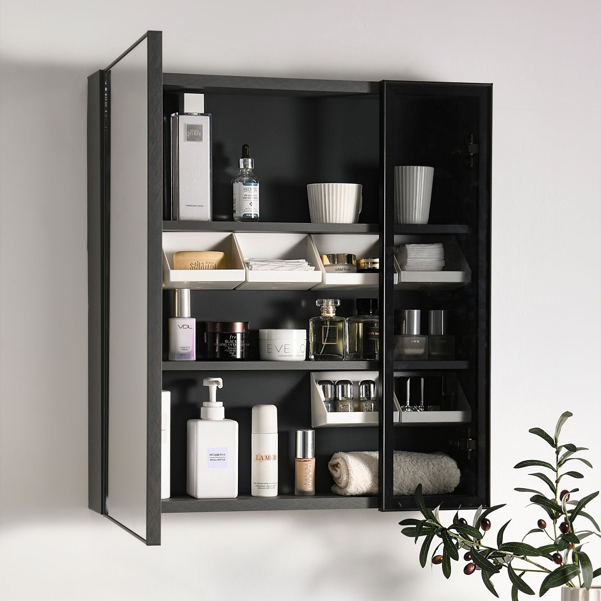 化妝品斜口收納盒｜衛生間壁掛置物架 護膚品口紅化妝棉收納 梳妝檯鏡櫃慳位神器