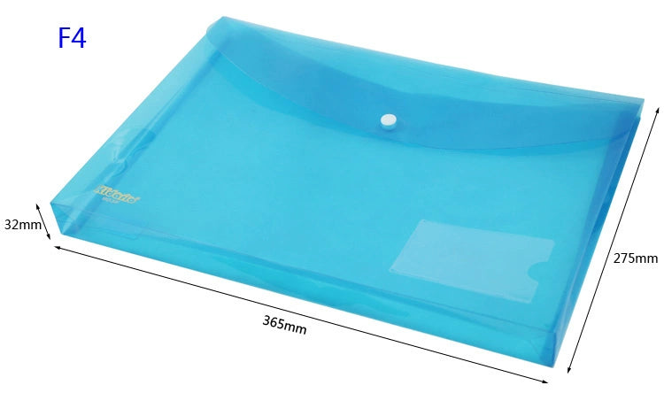 Kidario 橫式彩色透明按扣文件袋（A4/F4 雙規格 18C PP 材質）