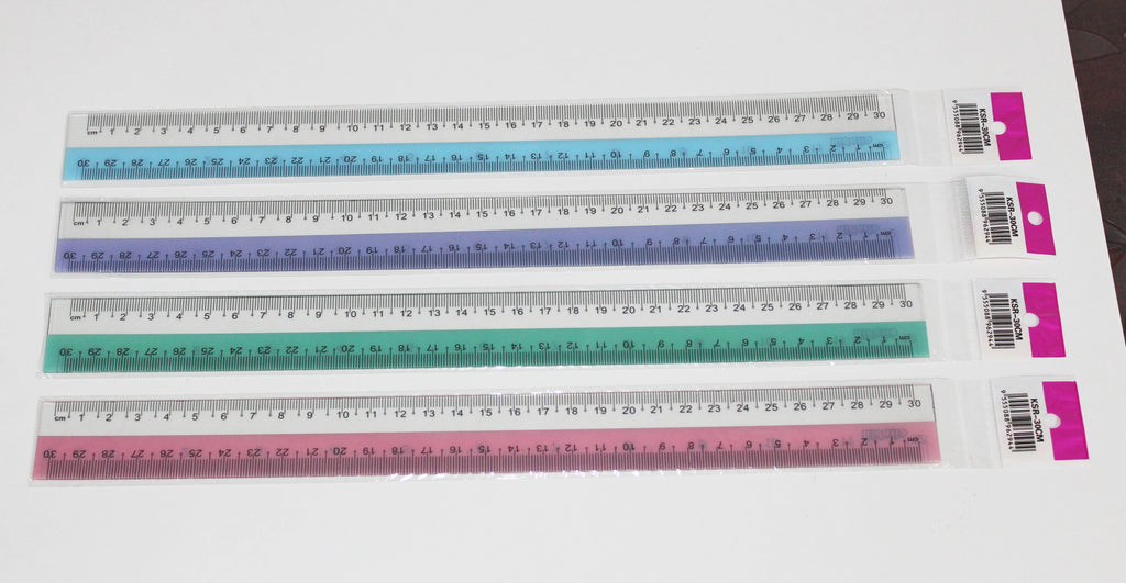 Kidario KSB-30CM 彩邊尺 110C 厚 | 英寸厘米雙量度