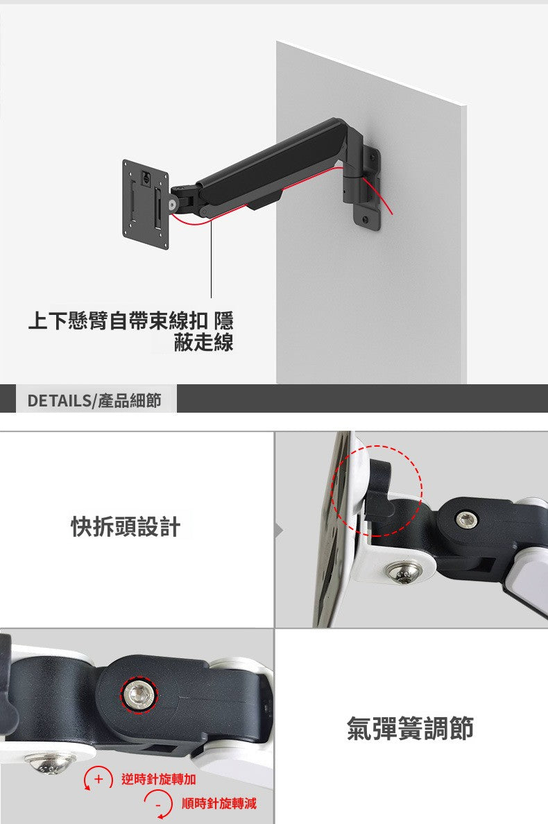 SH-W-1 顯示器壁掛架 工業用 旋轉伸縮升降萬向 適用 13-32 寸