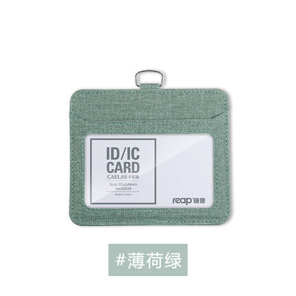 布紋皮質證件卡套批發 工作牌保護套 飯卡學生證員工胸牌工作證皮套