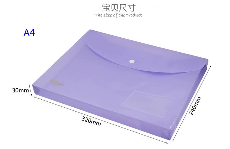 Kidario 橫式彩色透明按扣文件袋（A4/F4 雙規格 18C PP 材質）
