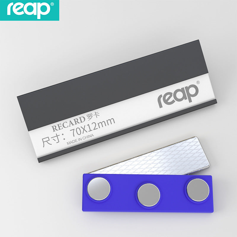 reap 鋁合金胸牌 別針 / 磁吸兩用亞加力工牌 電鍍金銀黑廠牌姓名章 70*25mm