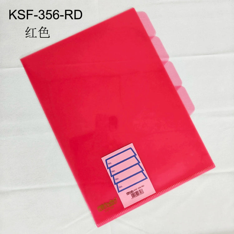 Kidario KSF-356 A4 透明 L 形 4 頁 3 格分類夾 PP 18C 厚度