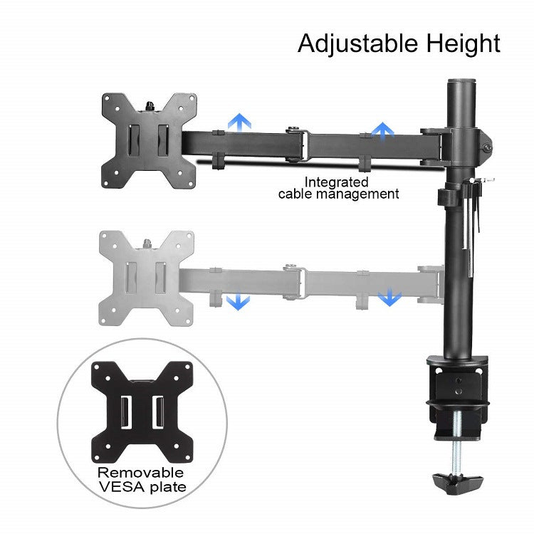 YGMSC/G-01L 單屏顯示器支架 夾具圓孔兩用 360° 旋轉升降桌面壁掛架