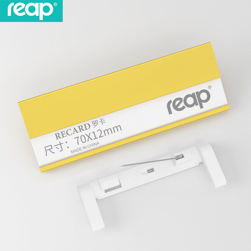 reap 鋁合金胸牌 別針 / 磁吸兩用亞加力工牌 電鍍金銀黑廠牌姓名章 70*25mm