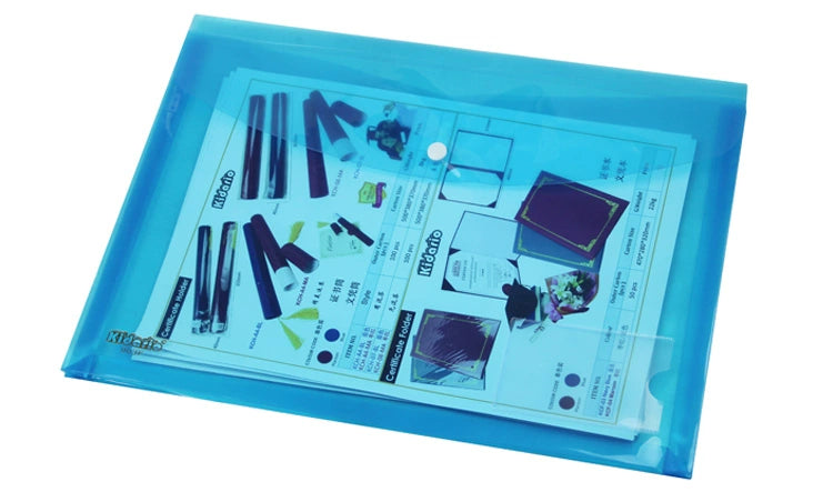 Kidario 橫式彩色透明按扣文件袋（A4/F4 雙規格 18C PP 材質）