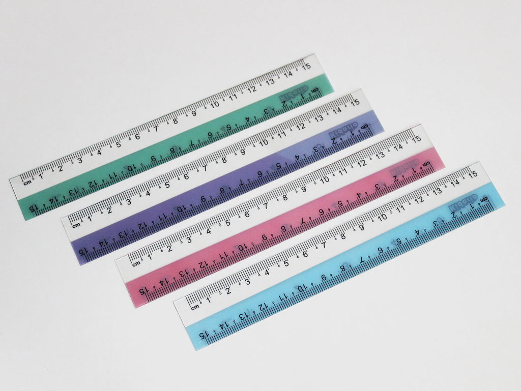 Kidario KSB-15CM 彩邊尺 80C 厚 | 英寸厘米雙量度