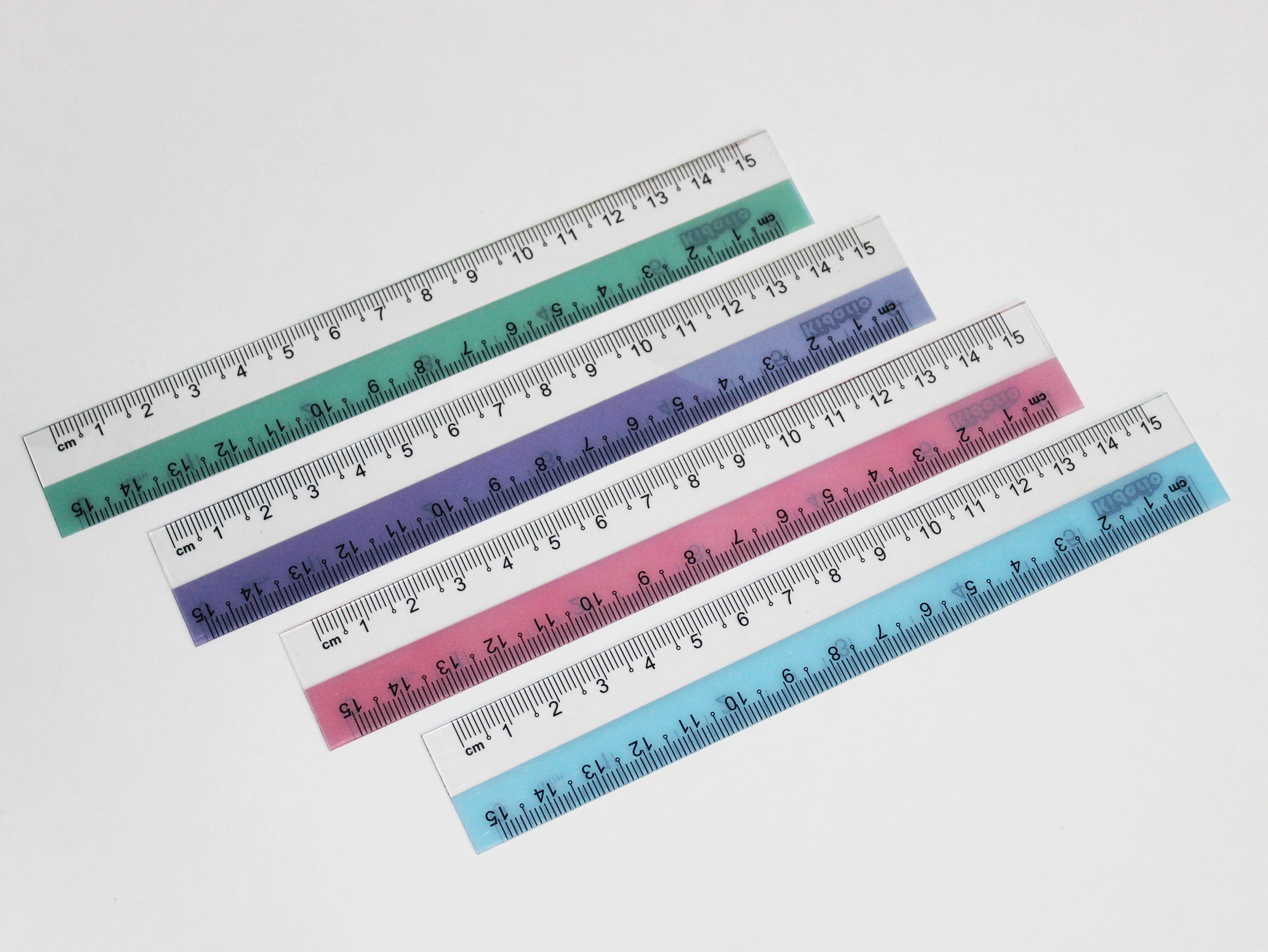 Kidario KSB-15CM 彩邊尺 80C 厚 | 英寸厘米雙量度