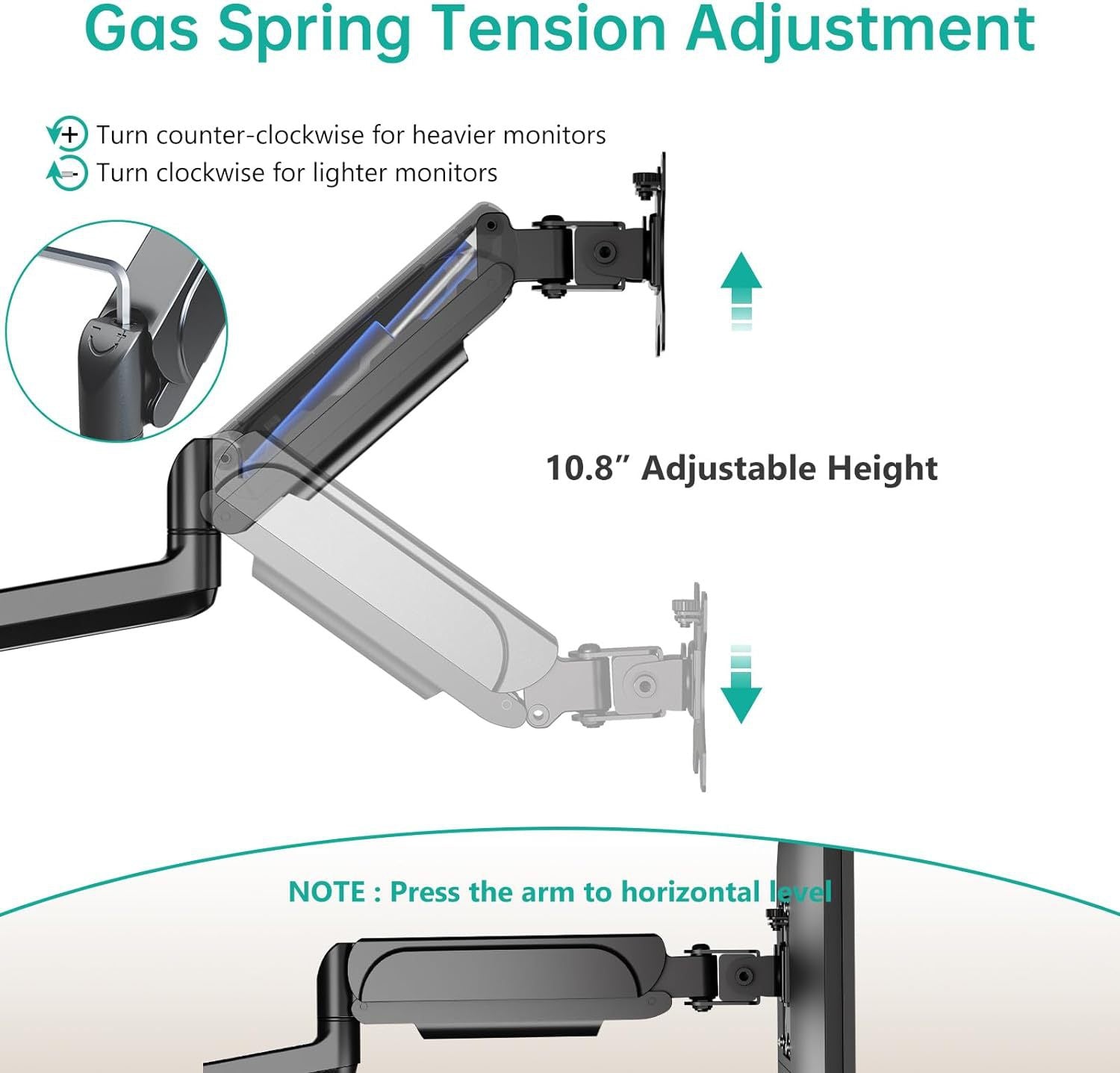 SH-05-03P 氣壓三屏顯示器支架 鋁合金氣彈簧臂 旋轉升降底座