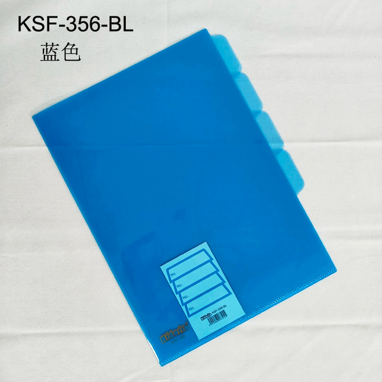 Kidario KSF-356 A4 透明 L 形 4 頁 3 格分類夾 PP 18C 厚度