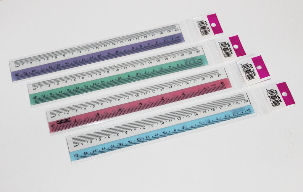 Kidario KSB-20CM 彩邊尺 110C 厚 | 英寸厘米雙量度