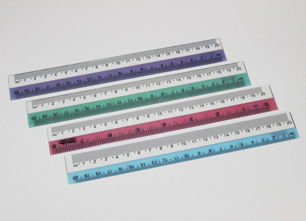 Kidario KSB-20CM 彩邊尺 110C 厚 | 英寸厘米雙量度
