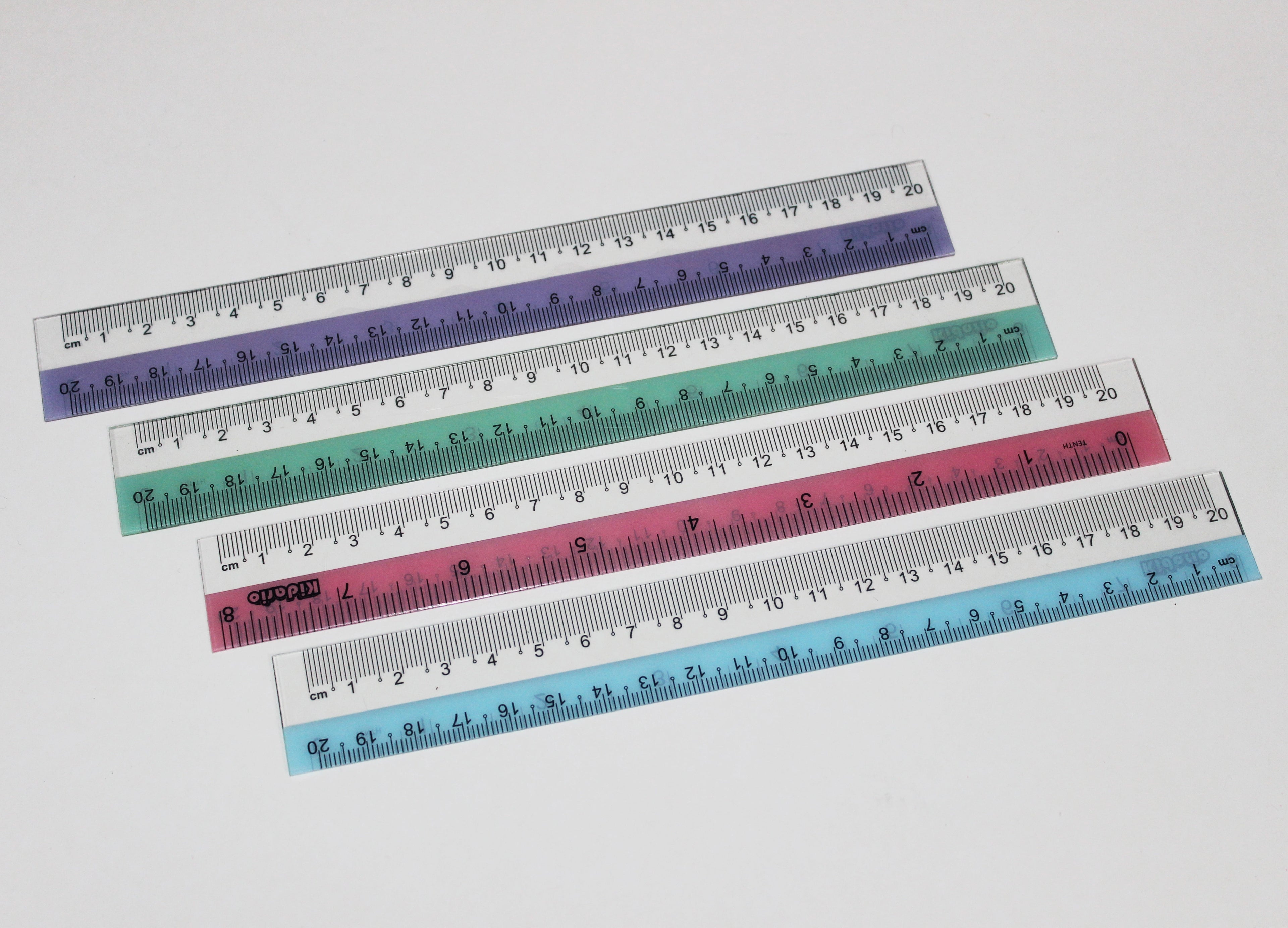 Kidario KSB-20CM 彩邊尺 110C 厚 | 英寸厘米雙量度