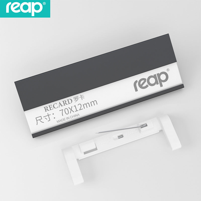 reap 鋁合金胸牌 別針 / 磁吸兩用亞加力工牌 電鍍金銀黑廠牌姓名章 70*25mm
