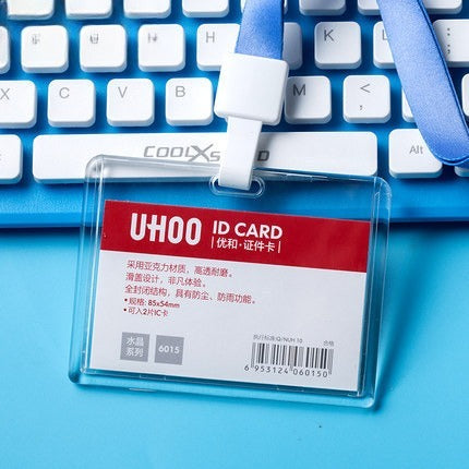 UHOO 亞克力水晶硬卡套 雙面透明防水工作證 員工證件卡套