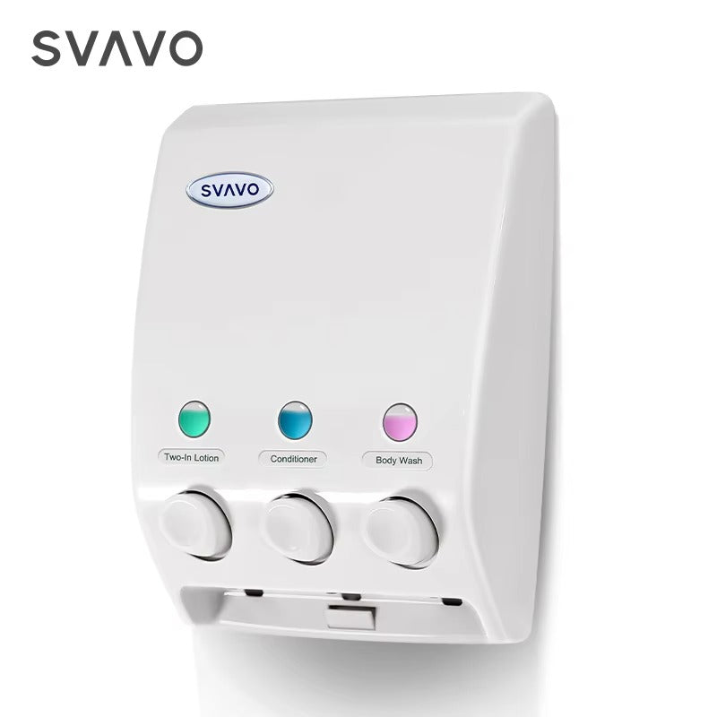 SVAVO V-103 三格觸控式液體皂液器 - 3×400ml 壁掛式 白色 ABS 材質