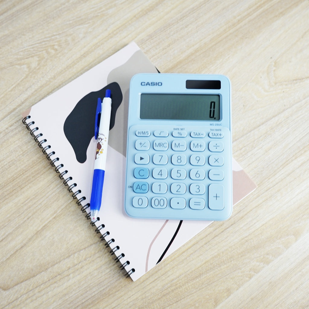 Casio MS-20UC計算器  淺藍色 12 位辦公室系列計算器