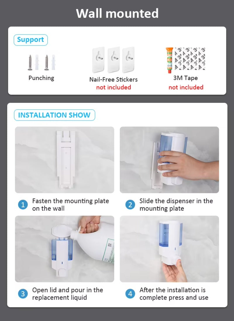 SVAVO V-6101 手動皂液器 - 350ml 壁掛式 洗髮露 / 沐浴露通用 白 / 鉻色可選