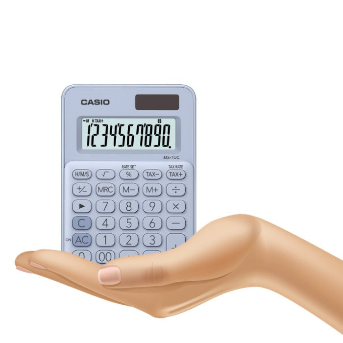 Casio MS-7uc計算器淺藍色10位七彩系列辦公計算器